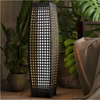 OmniRide Solar Powered Outdoor Floor Lamp - Waterproof Wicker Deck Lighting for Patio Garden Porch, Automatic Weather Resistant Solar Lantern, Easy Use No Wiring Needed