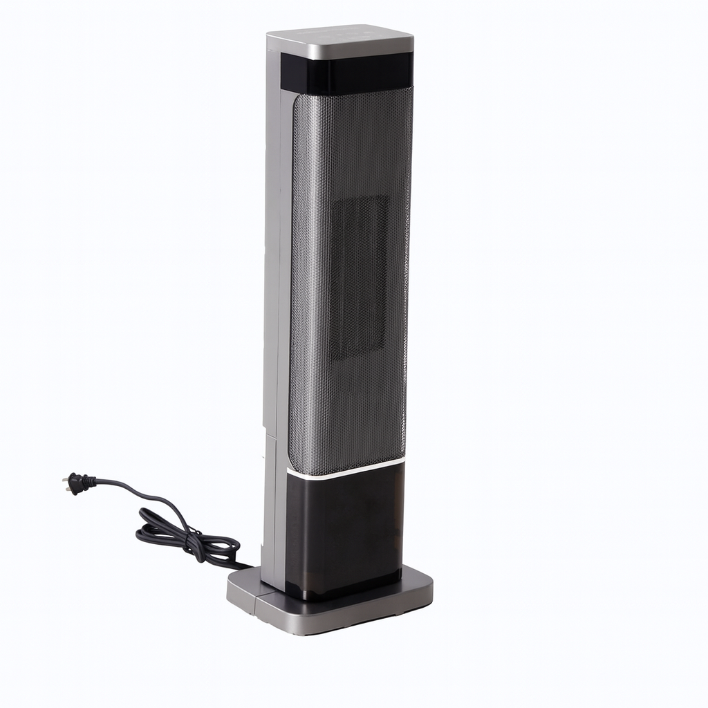 OmniRide Portable Space Heater for Indoor Use, 60°Oscillating Tower Heater with Thermostat, 12H Timer and Remote Control, 24 Inches, 1500W, Up to 99°F, Silver