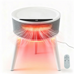 OmniRide Space Heater with Side Table, Ceramic 2-in-1 Indoor Heater with Remote, 1500W, Overheat & Tip-Over Protection, 1-12H Timer, LED Light for Home Office Bedroom Use, 23.6 Inch