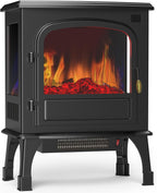 OmniRide 26" Freestanding Electric Fireplace with 3D Flame Effect - Remote Control, 12H Timer, 1500W Heater, Single Door, Overheat Protection for Living Room & Bedroom