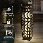 OmniRide Solar Powered Outdoor Floor Lamp - Automatic Woven Resin Wicker Garden Lantern, Waterproof Patio Lighting for Porch, Deck and Backyard Landscape Lighting (Large)
