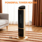 OmniRide Oscillating Space Heater with Remote, 70° Wide-Angle Heating, Quiet Portable Indoor Heater with Tip-Over Protection for Office & Home, Gold