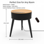 OmniRide Space Heater with Side Table, Ceramic 2-in-1 Indoor Heater with Remote, 1500W, Overheat & Tip-Over Protection, 1-12H Timer, LED Light for Home Office Bedroom Use, 23.6 Inch