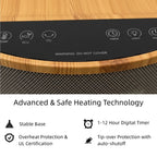 OmniRide Space Heater with Side Table, Ceramic 2-in-1 Indoor Heater with Remote, 1500W, Overheat & Tip-Over Protection, 1-12H Timer, LED Light for Home Office Bedroom Use, 23.6 Inch