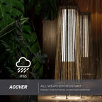 OmniRide Outdoor Floor Lamp 2-Pack, All-Weather Wicker Outdoor Solar Floor Lights, Waterproof, Light Brown