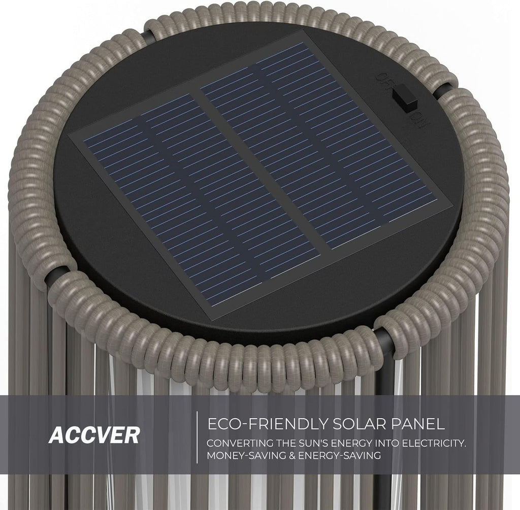 OmniRide Outdoor Floor Lamp 2-Pack, All-Weather Wicker Outdoor Solar Floor Lights, Waterproof, Light Brown