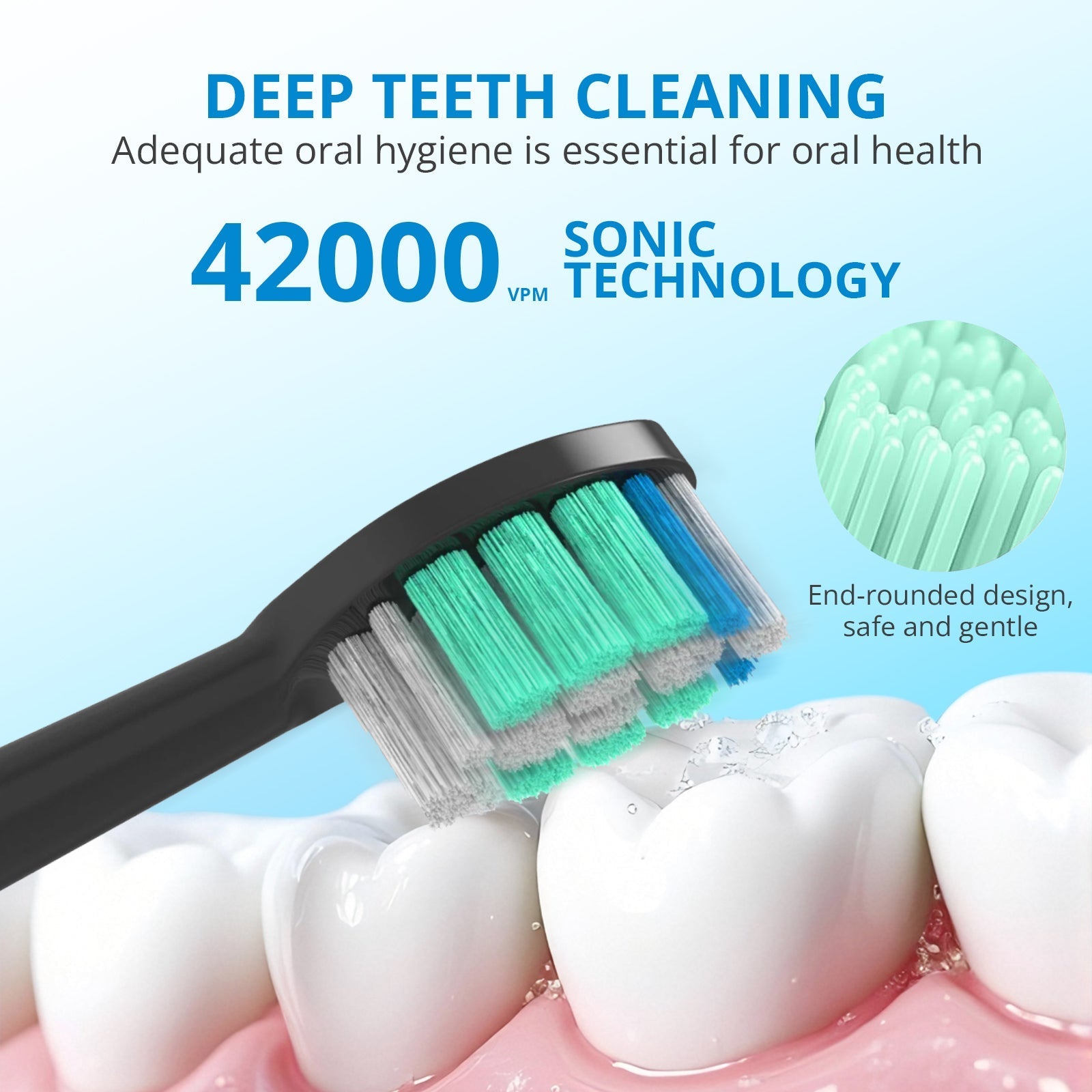 Powered Toothbrushes  USB Rechargeable Ultrasonic Tooth Brush, Smart Timer IPX7 Waterproof Cleaning Toothbrushes for Adults and Kids