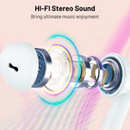 Wireless Headphones with 40Hrs Battery Life, Deep Bass, Wireless Charging Case, LED Display, Waterproof Mic - For Phone, Tablet, TV