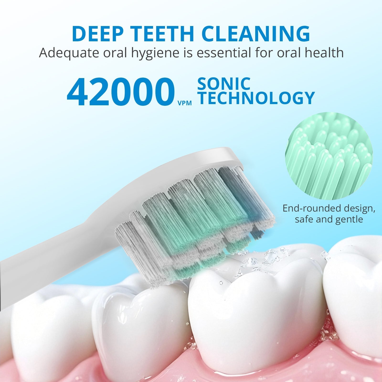 Powered Toothbrushes  USB Rechargeable Ultrasonic Tooth Brush, Smart Timer IPX7 Waterproof Cleaning Toothbrushes for Adults and Kids