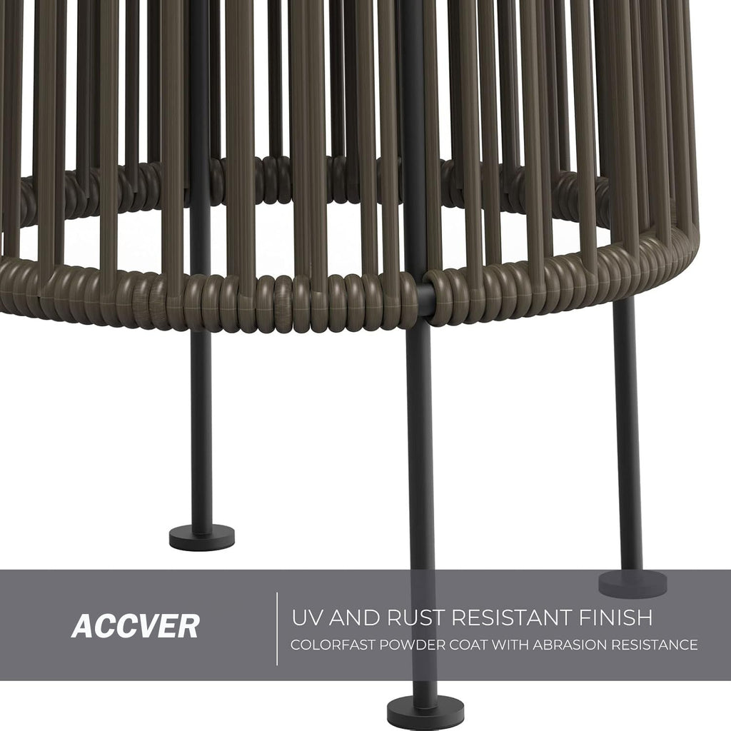 OmniRideOutdoor Floor Lamp 2-Pack, All-Weather Wicker Outdoor Solar Floor Lights, Waterproof, Dark Brown