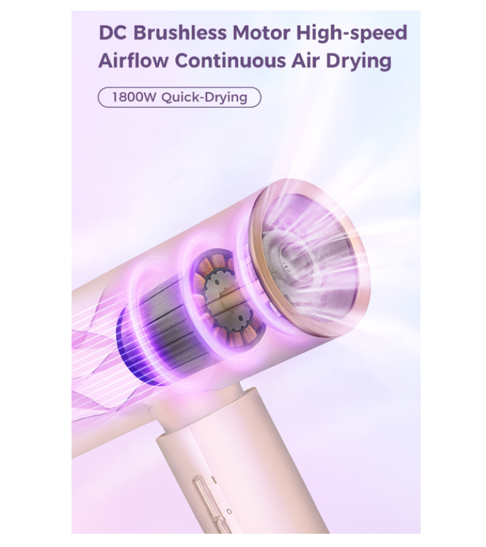 OmniRide High Speed Hair Dryer with 200 Million Negative Ions, Magnetic Nozzle, Cold Air & Argan Oil Coating, Lightweight Professional Blow Dryer for Fast Drying, Frizz Control, Home Salon Use