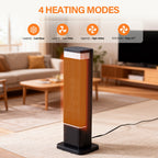 OmniRide Portable Space Heater for Indoor Use, 60°Oscillating Tower Heater with Thermostat, 12H Timer and Remote Control, 24 Inches, 1500W, Up to 99°F, Black