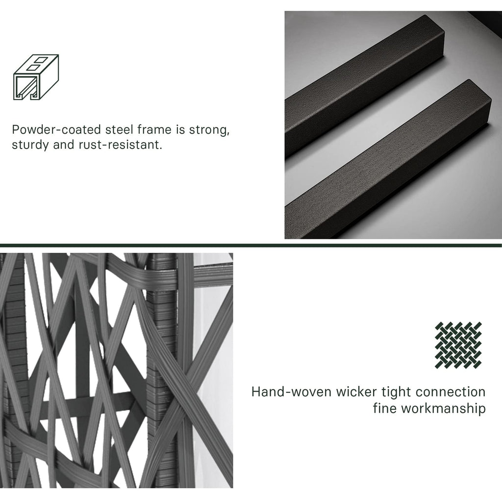 OmniRide Solar Powered Outdoor Floor Lamp - Automatic Woven Resin Wicker Garden Lantern, Waterproof Patio Lighting for Porch, Deck and Backyard Landscape Lighting (Large)