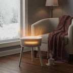 OmniRide Space Heater with Side Table, Ceramic 2-in-1 Indoor Heater with Remote, 1500W, Overheat & Tip-Over Protection, 1-12H Timer, LED Light for Home Office Bedroom Use, 23.6 Inch