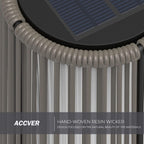 OmniRide Outdoor Floor Lamp 2-Pack, All-Weather Wicker Outdoor Solar Floor Lights, Waterproof, Light Brown