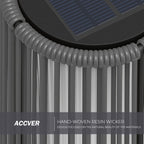 OmniRideOutdoor Floor Lamp 2-Pack, All-Weather Wicker Outdoor Solar Floor Lights, Waterproof, Gray