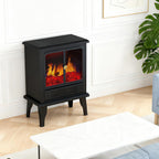 OmniRide19" Freestanding Electric Fireplace Heater - Adjustable Realistic 3D Flame, 2 Heat Settings, Double Door, Overheat Protection, Easy Control for Bedroom & Living Room