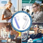 Wireless Headphones with 40Hrs Battery Life, Deep Bass, Wireless Charging Case, LED Display, Waterproof Mic - For Phone, Tablet, TV