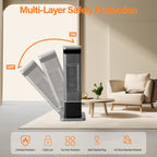 OmniRide Portable Space Heater for Indoor Use, 60°Oscillating Tower Heater with Thermostat, 12H Timer and Remote Control, 24 Inches, 1500W, Up to 99°F, Silver