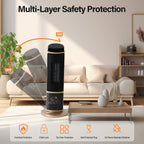 OmniRide Oscillating Space Heater with Remote, 70° Wide-Angle Heating, Quiet Portable Indoor Heater with Tip-Over Protection for Office & Home, Gold