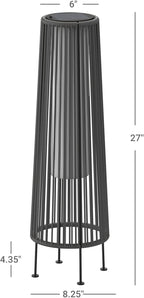 OmniRideOutdoor Floor Lamp 2-Pack, All-Weather Wicker Outdoor Solar Floor Lights, Waterproof, Gray