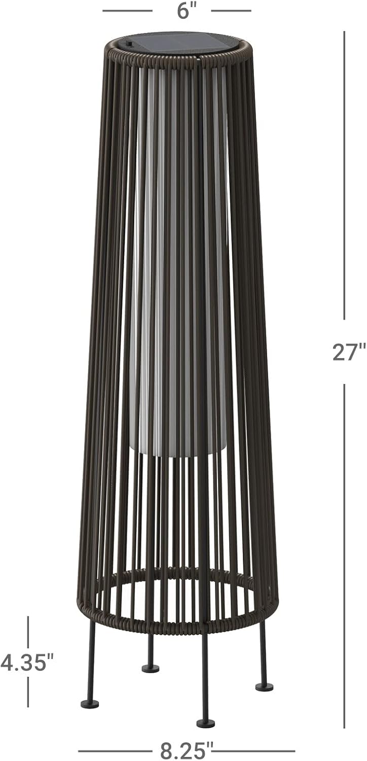 OmniRideOutdoor Floor Lamp 2-Pack, All-Weather Wicker Outdoor Solar Floor Lights, Waterproof, Dark Brown