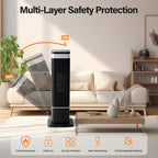 OmniRide Portable Space Heater for Indoor Use, 60°Oscillating Tower Heater with Thermostat, 12H Timer and Remote Control, 24 Inches, 1500W, Up to 99°F, Black