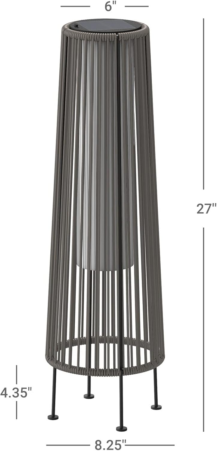 OmniRide Outdoor Floor Lamp 2-Pack, All-Weather Wicker Outdoor Solar Floor Lights, Waterproof, Light Brown