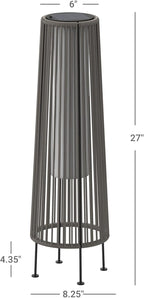 OmniRide Outdoor Floor Lamp 2-Pack, All-Weather Wicker Outdoor Solar Floor Lights, Waterproof, Light Brown