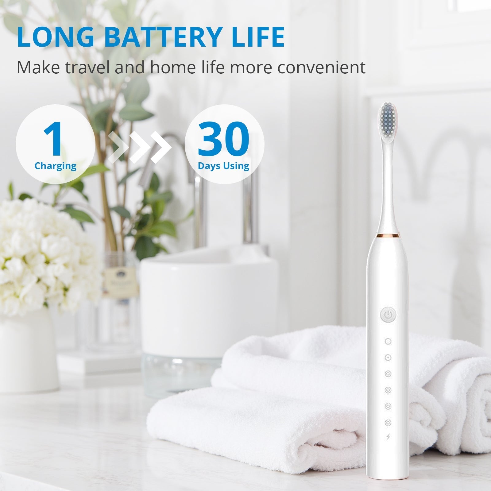 Powered Toothbrushes  USB Rechargeable Ultrasonic Tooth Brush, Smart Timer IPX7 Waterproof Cleaning Toothbrushes for Adults and Kids