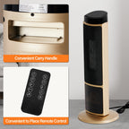 OmniRide Oscillating Space Heater with Remote, 70° Wide-Angle Heating, Quiet Portable Indoor Heater with Tip-Over Protection for Office & Home, Gold