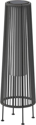 OmniRideOutdoor Floor Lamp 2-Pack, All-Weather Wicker Outdoor Solar Floor Lights, Waterproof, Gray