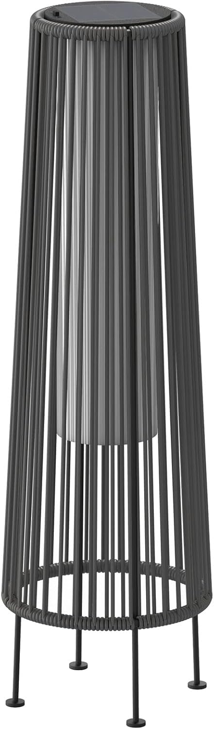 OmniRideOutdoor Floor Lamp 2-Pack, All-Weather Wicker Outdoor Solar Floor Lights, Waterproof, Gray