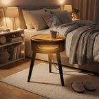 OmniRide Space Heater with Side Table, Ceramic 2-in-1 Indoor Heater with Remote, 1500W, Overheat & Tip-Over Protection, 1-12H Timer, LED Light for Home Office Bedroom Use, 23.6 Inch