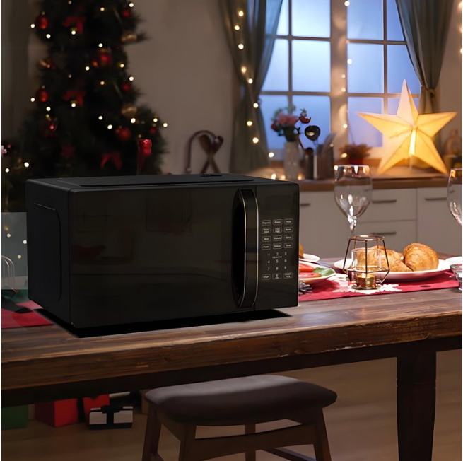 OmniRideCountertop Microwave Oven 0.7 Cu Ft, 700 Watts, 9 One-Touch Programs, 10 Temperature Settings, Defrost Function, Non-Stick Interior, Perfect for Apartments, Dorms, Family Kitchens