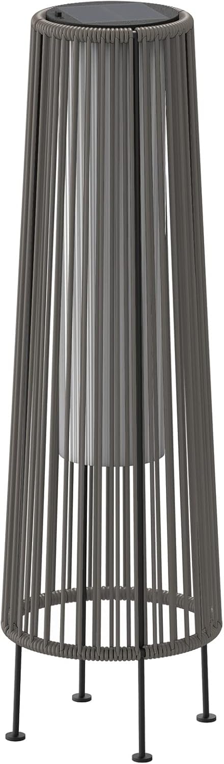 OmniRide Outdoor Floor Lamp 2-Pack, All-Weather Wicker Outdoor Solar Floor Lights, Waterproof, Light Brown