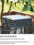 OmniRide Solar Powered Outdoor Floor Lamp - Automatic Woven Resin Wicker Garden Lantern, Waterproof Patio Lighting for Porch, Deck and Backyard Landscape Lighting (Large)