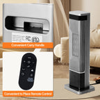 OmniRide Portable Space Heater for Indoor Use, 60°Oscillating Tower Heater with Thermostat, 12H Timer and Remote Control, 24 Inches, 1500W, Up to 99°F, Silver