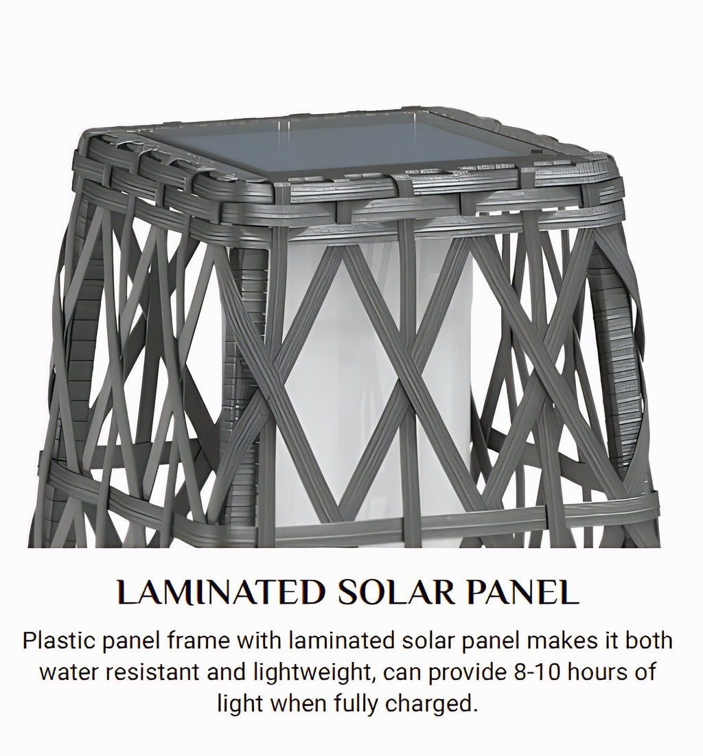 OmniRide Solar Powered Outdoor Floor Lamp - Automatic Woven Resin Wicker Garden Lantern, Waterproof Patio Lighting for Porch, Deck and Backyard Landscape Lighting (Large)