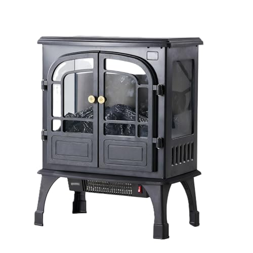 OmniRide 26" Freestanding Electric Fireplace with 3D Flame Effect - Remote Control, 12H Timer, 1500W Heater, Double Door, Overheat Protection for Living Room & Bedroom