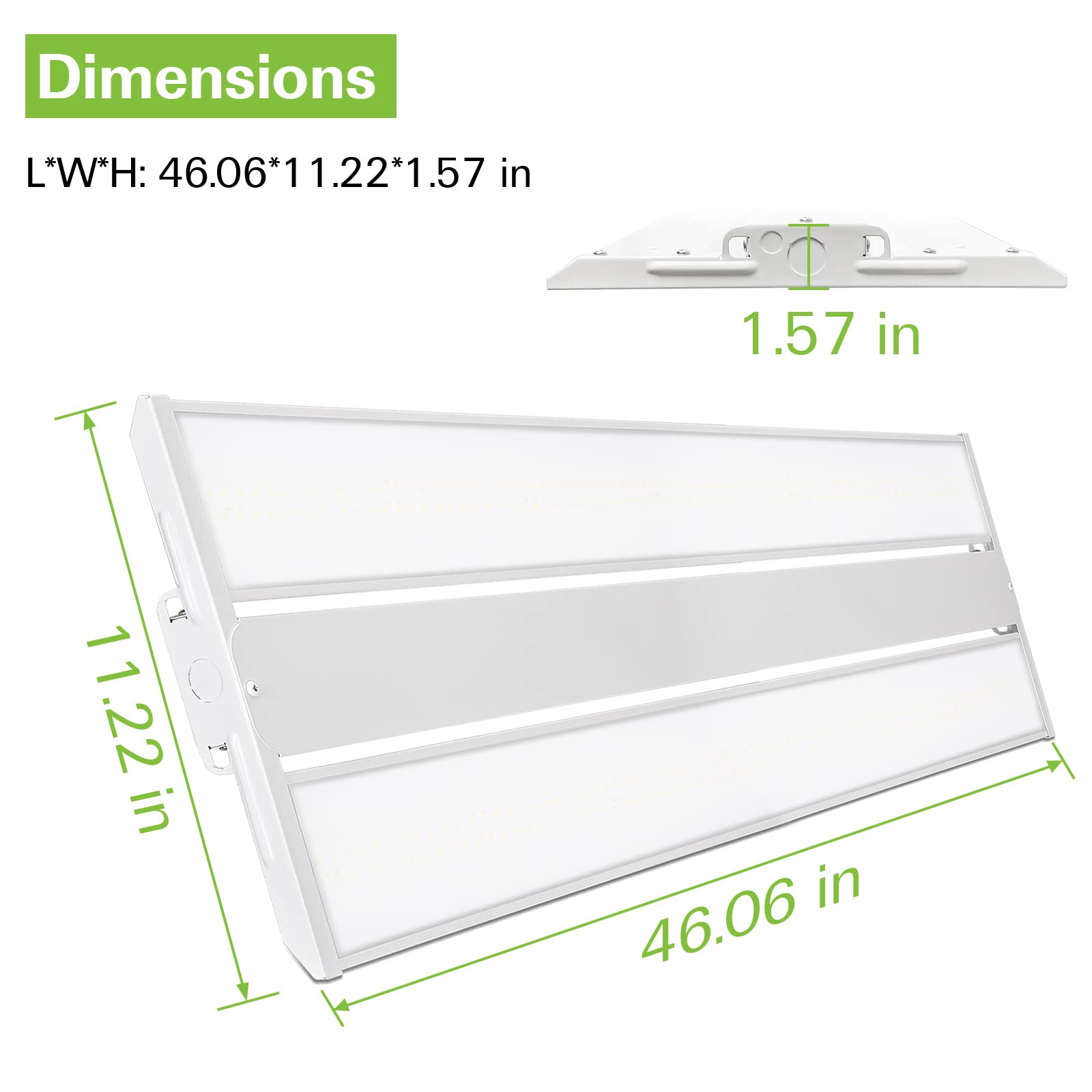 MyDepot Bay Lighting 
Dimensions
L*W*H: 46.06*11.22*1.57 in