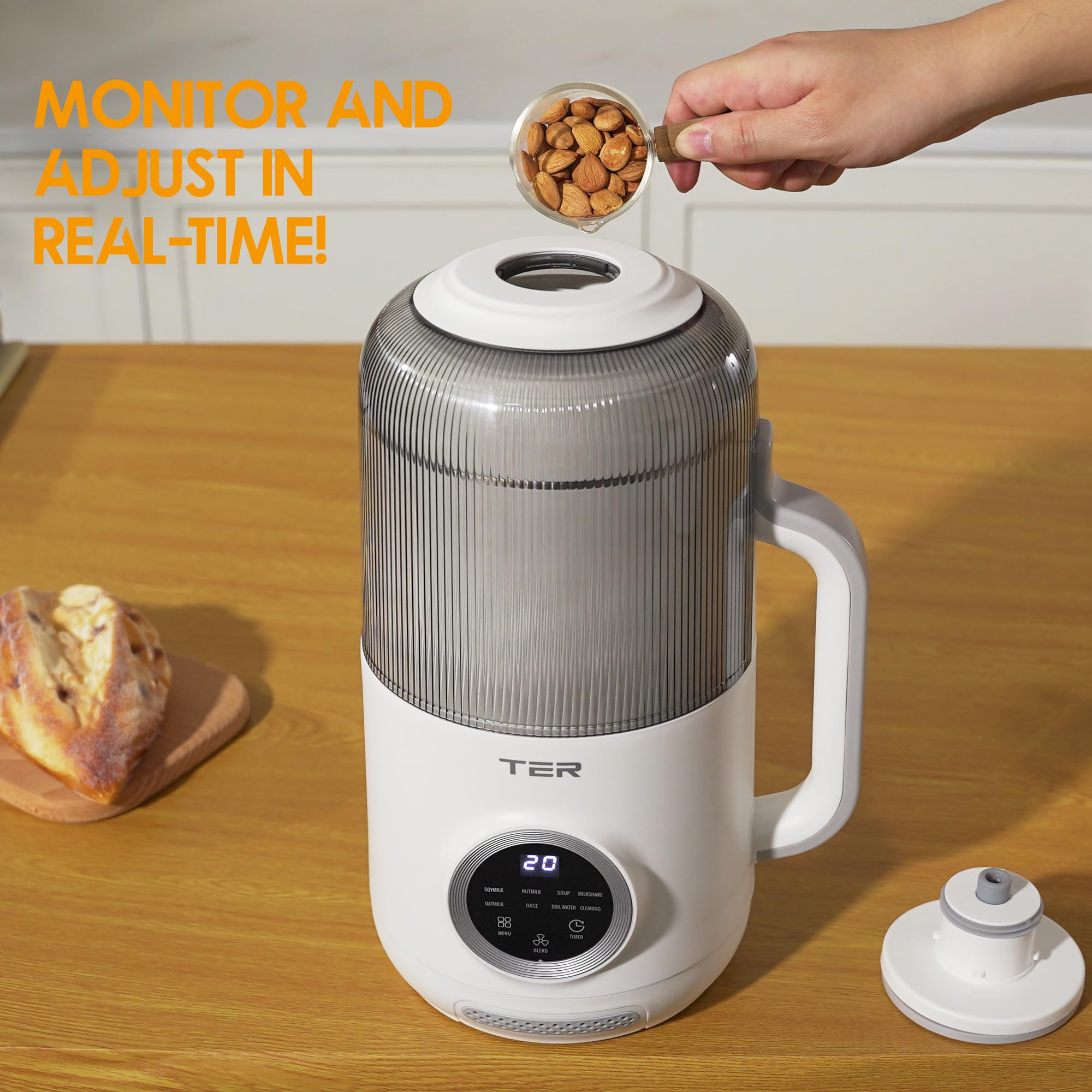 10-in-1 Nut Milk Maker, 40oz Blender Homemade Almond, Oat, Soy, Coconut Milk, Juice & Soup, Electric Bean Milk Machine with Delay Start/Auto-Clean/Boil Water/Keep Warm