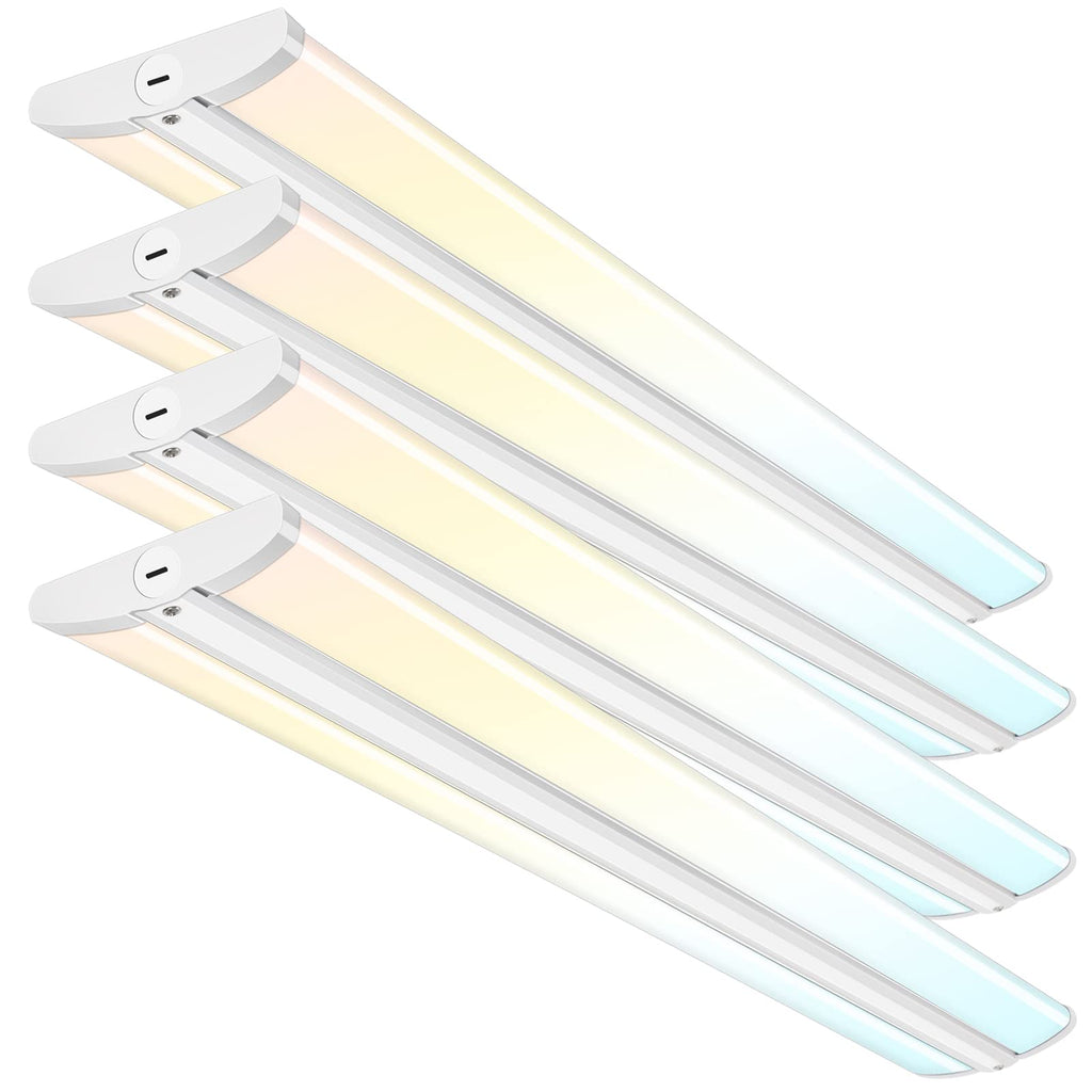 Ceiling Lights 4FT Ultra Slim LED Wraparound Light with 3 Wattages/3 Lumens/3 CCT Selectable,55W/65W/75W,5500lm/6500lm/7500lm,3000K/4000K/5000K 4 Foot Flush Mount Ceiling Light for Office Kitchen,ETL,4 Pack