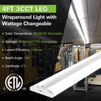 Ceiling Lights 4FT Ultra Slim LED Wraparound Light with 3 Wattages/3 Lumens/3 CCT Selectable,55W/65W/75W,5500lm/6500lm/7500lm,3000K/4000K/5000K 4 Foot Flush Mount Ceiling Light for Office Kitchen,ETL,4 Pack