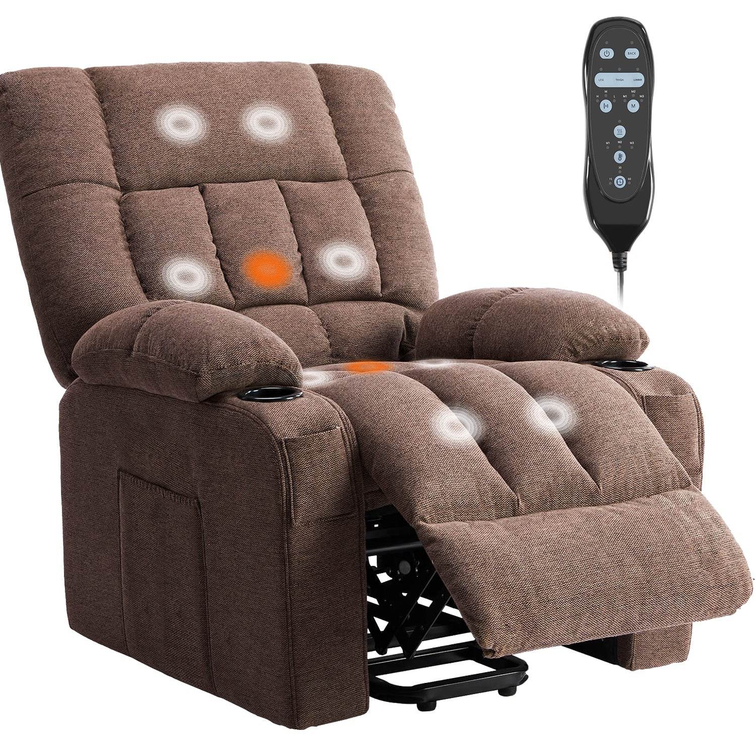 Recliner Vibration Massage Home Theater Seat with Lumbar Support and Heating, Adjustable Electric Lift Chair for Living Room
