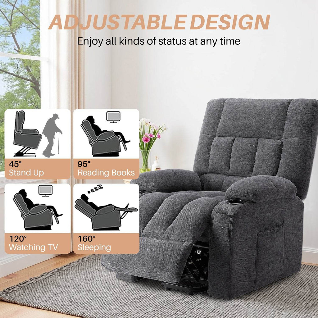 Recliner Vibration Massage Home Theater Seat with Lumbar Support and Heating, Adjustable Electric Lift Chair for Living Room